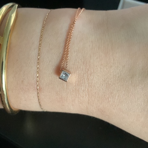 Stone & Strand Medium Princess Diamond Necklace 14k RG - Picture 6 of 6